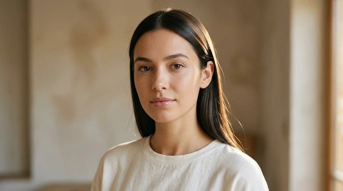 Tucked and glossed hairstyle for family photos