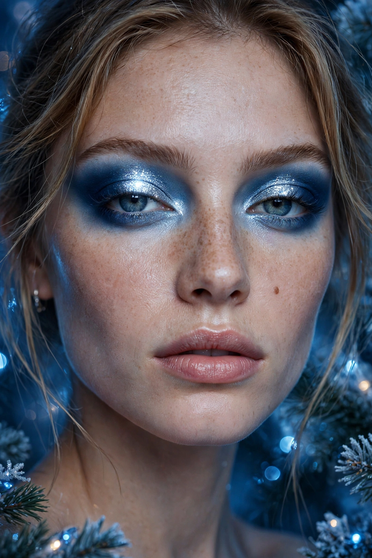 Icy blue makeup idea 9 - icy blue halo eye makeup bright shimmer centre deep blue corners holiday glam