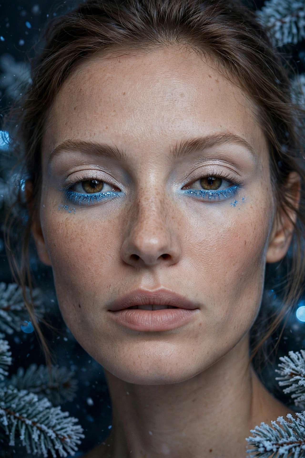 Icy blue makeup idea 10 - icy blue lower lash line makeup pop neutral upper lid frosted Christmas look