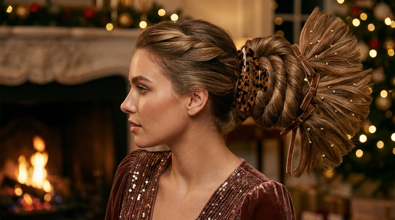 Twist and claw clip updo, fast last minute party hairstyle