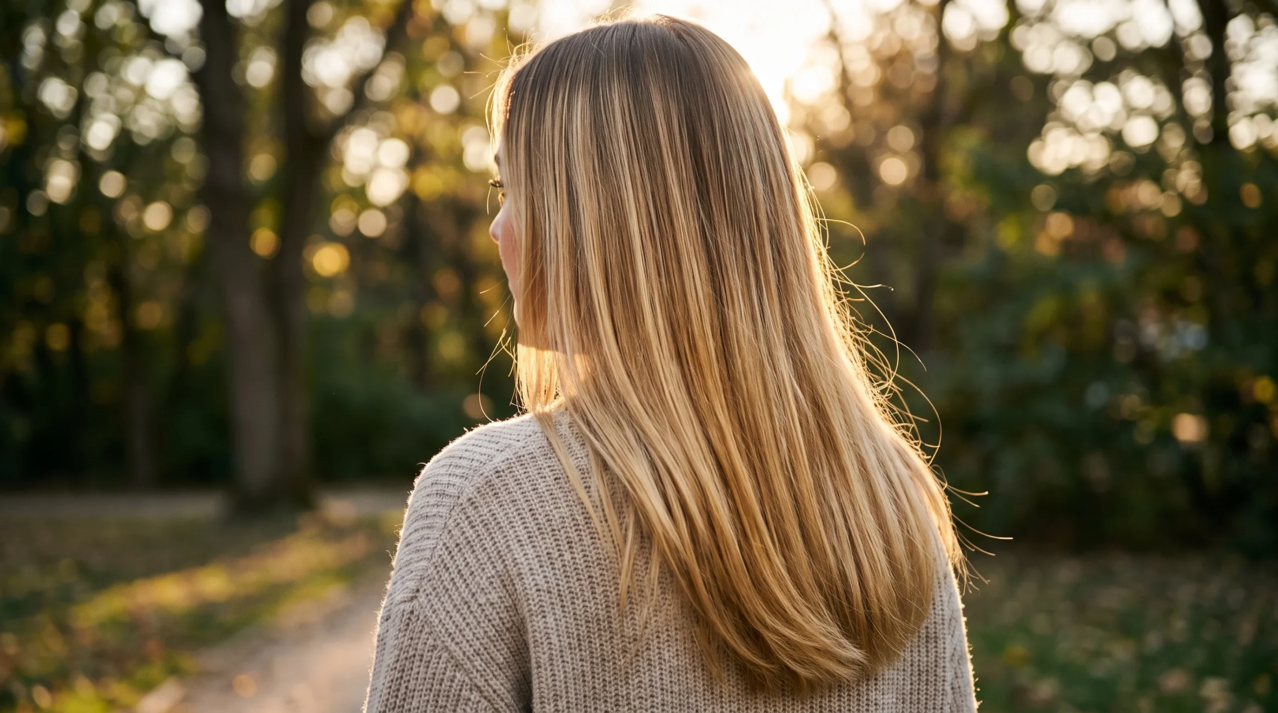 Rooted golden lived in blonde balayage, rich golden blonde with a shadowed natural root on long straight hair