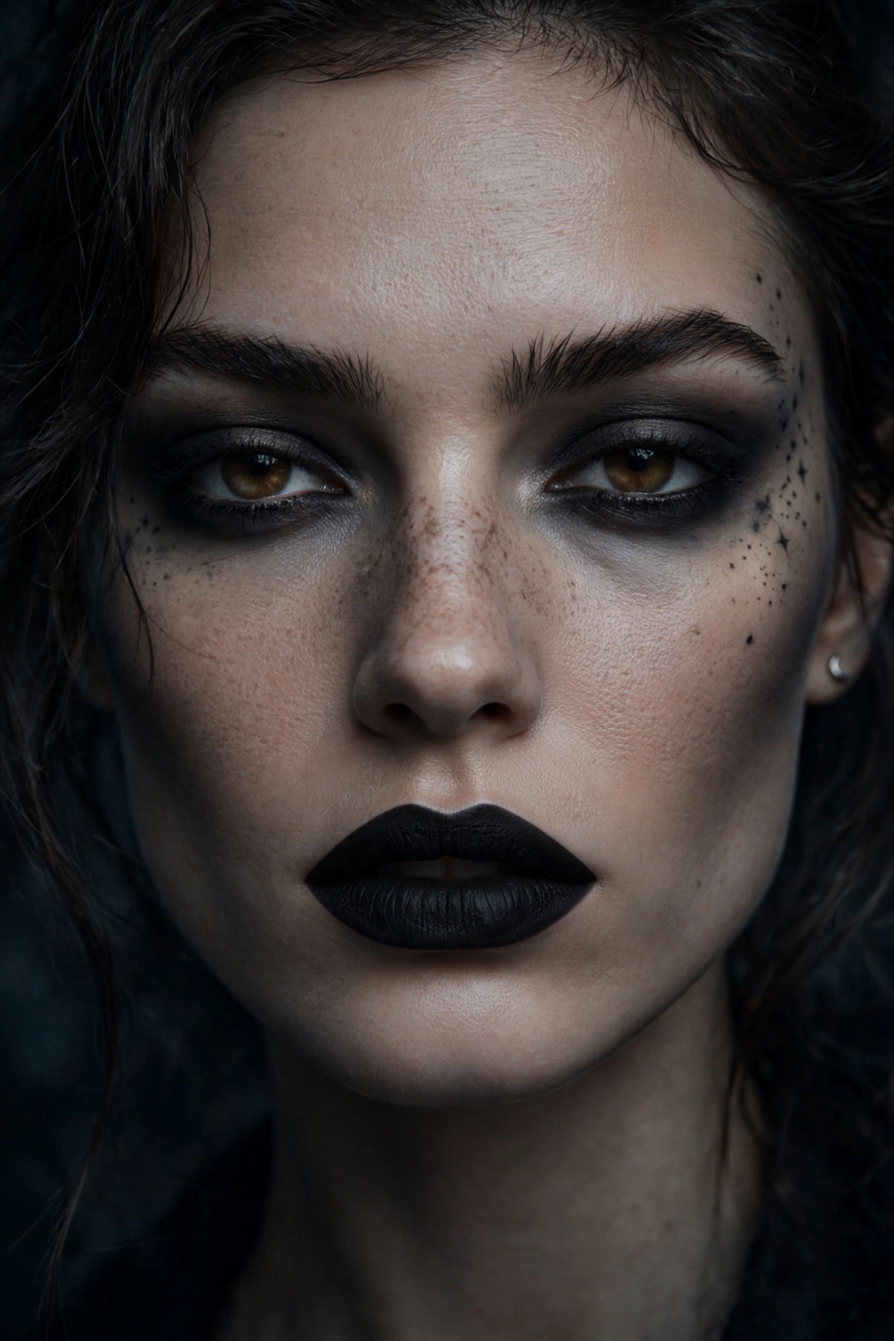 One of 15 spellbinding witch makeup looks: black lipstick witch Halloween makeup with sharp sculpted cheekbone contour