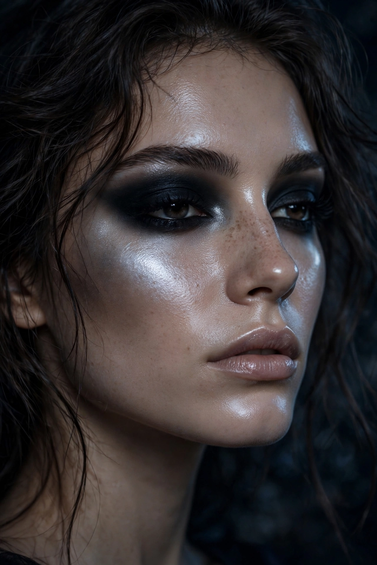 One of 15 spellbinding witch makeup looks: midnight black smoky eye witch Halloween makeup with luminous moonlit skin
