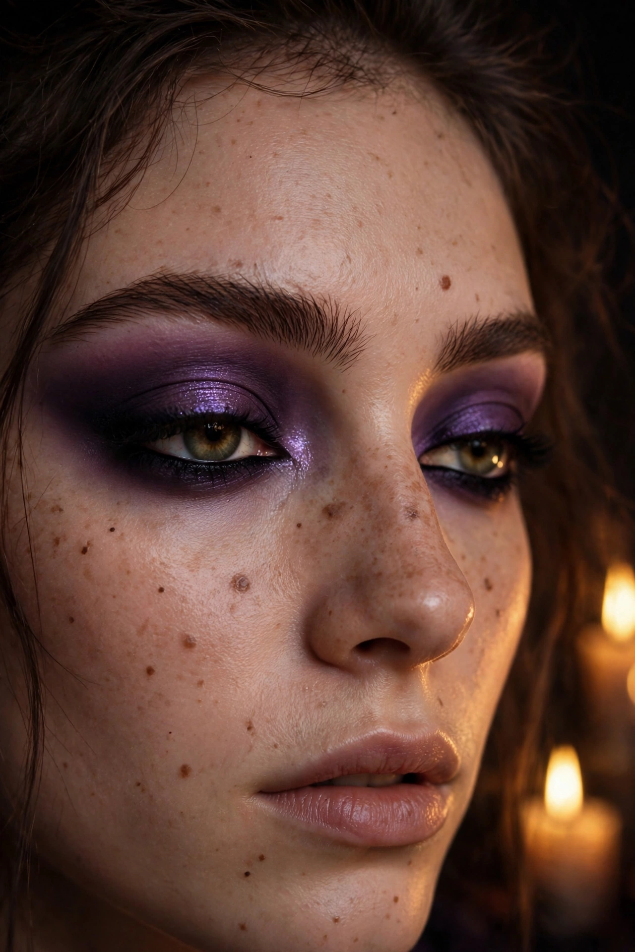 One of 15 spellbinding witch makeup looks: smoky purple sorceress eye makeup for a witch Halloween look