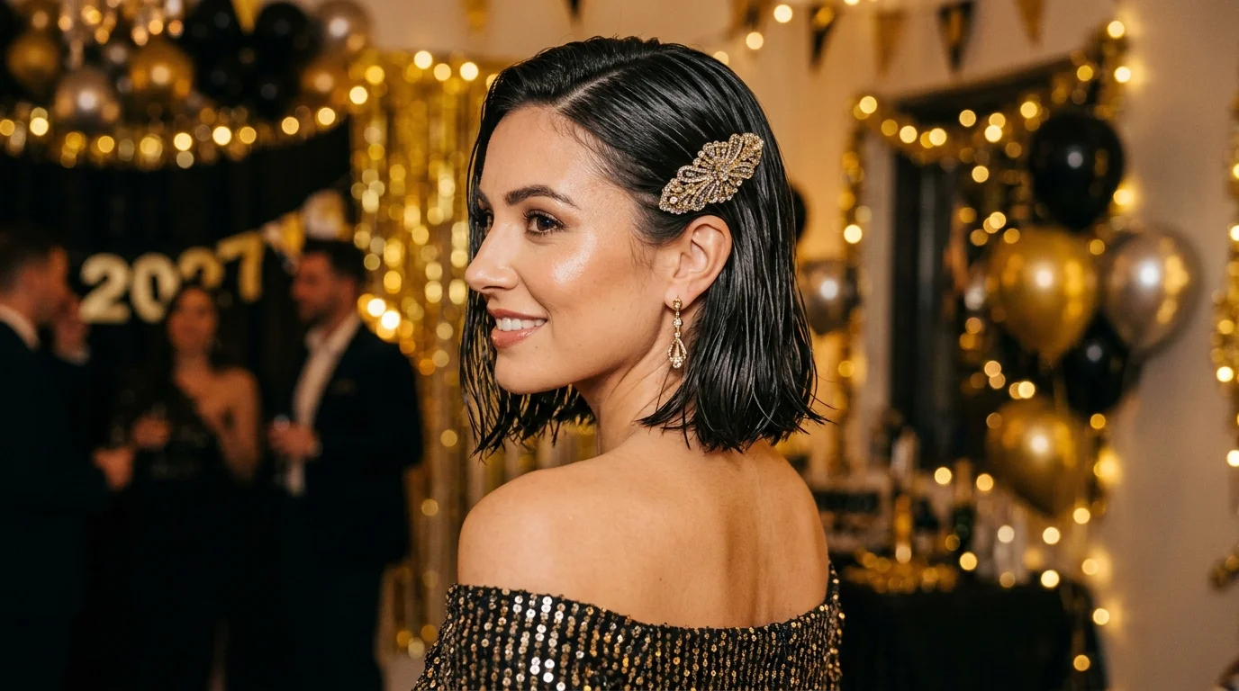 Wet look sleek bob nye hairstyles 2027 short hair party style