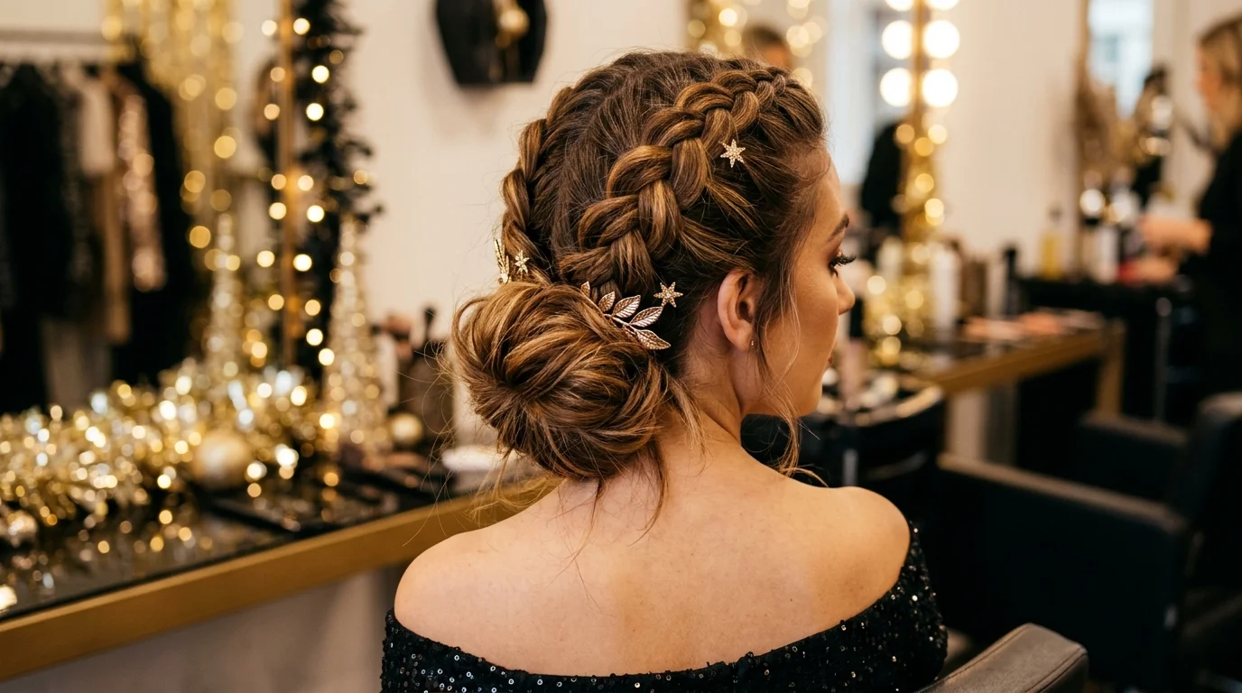 Double dutch braids low bun nye hairstyles 2027 secure party hair