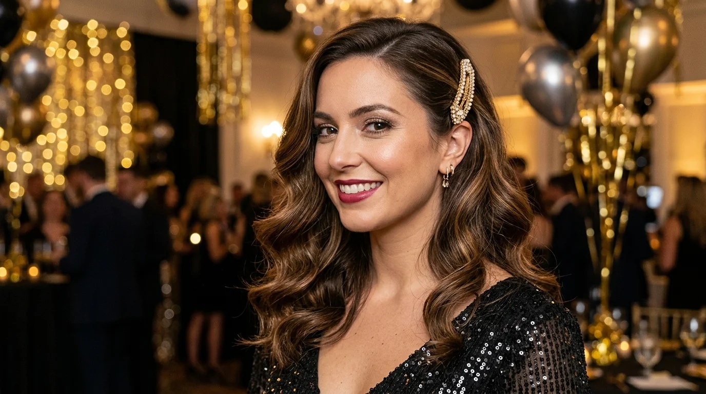 Pinned back one side glam nye hairstyles 2027 medium hair