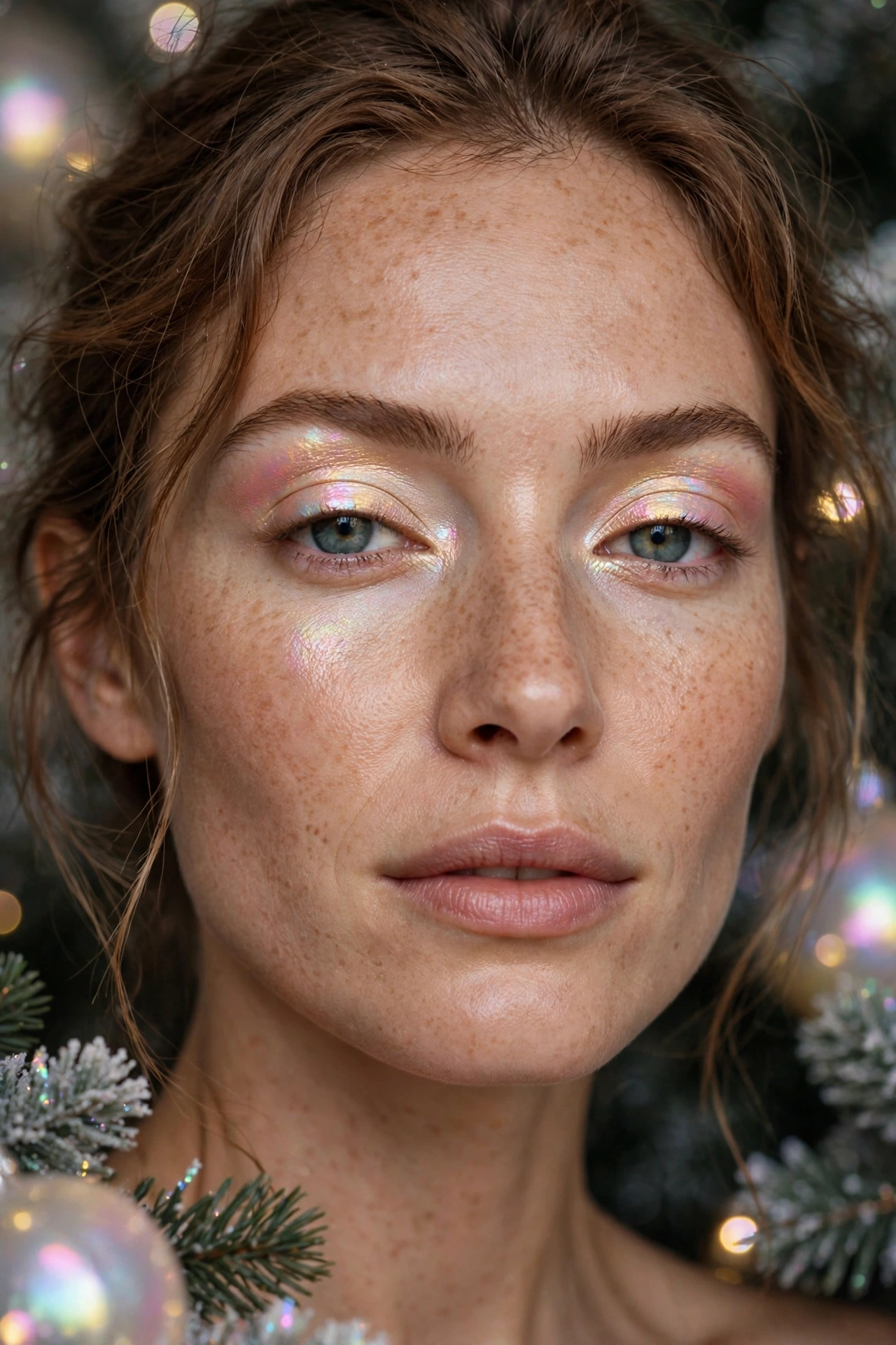 Opalescent makeup idea 19 - one and done opalescent cream eyeshadow pink to gold shift applied with fingertip, easy Christmas makeup