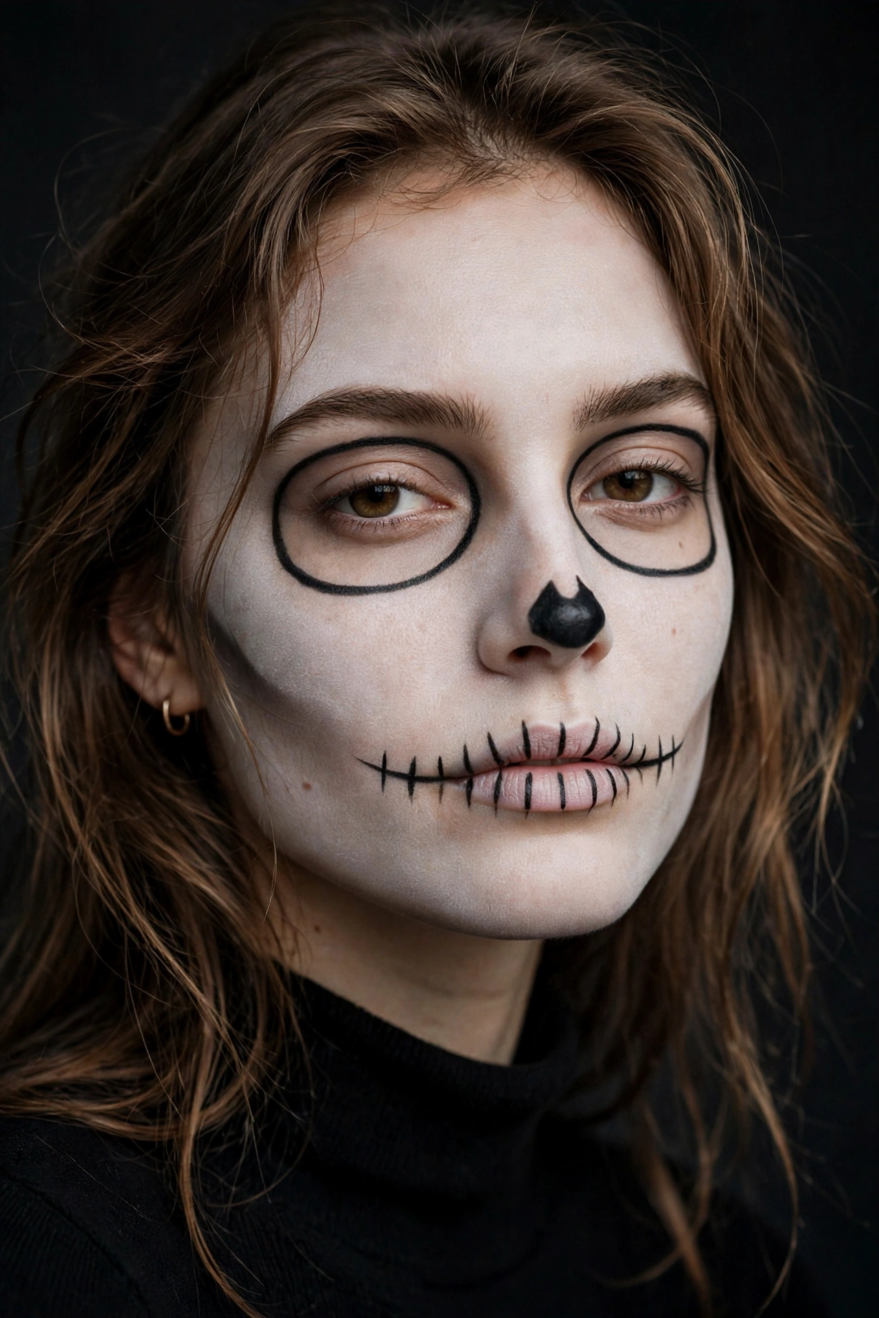 Easy beginner skeleton Halloween makeup in 10 minutes simple look on a real woman